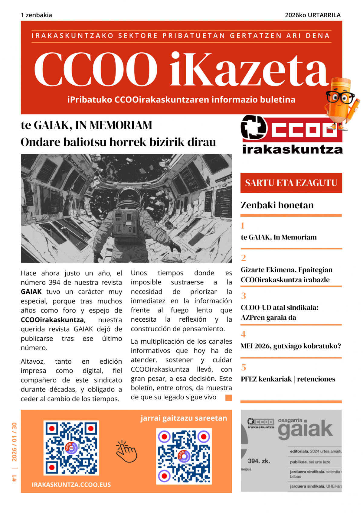 iPribatuko CCOOirakaskuntzaren informazio buletina